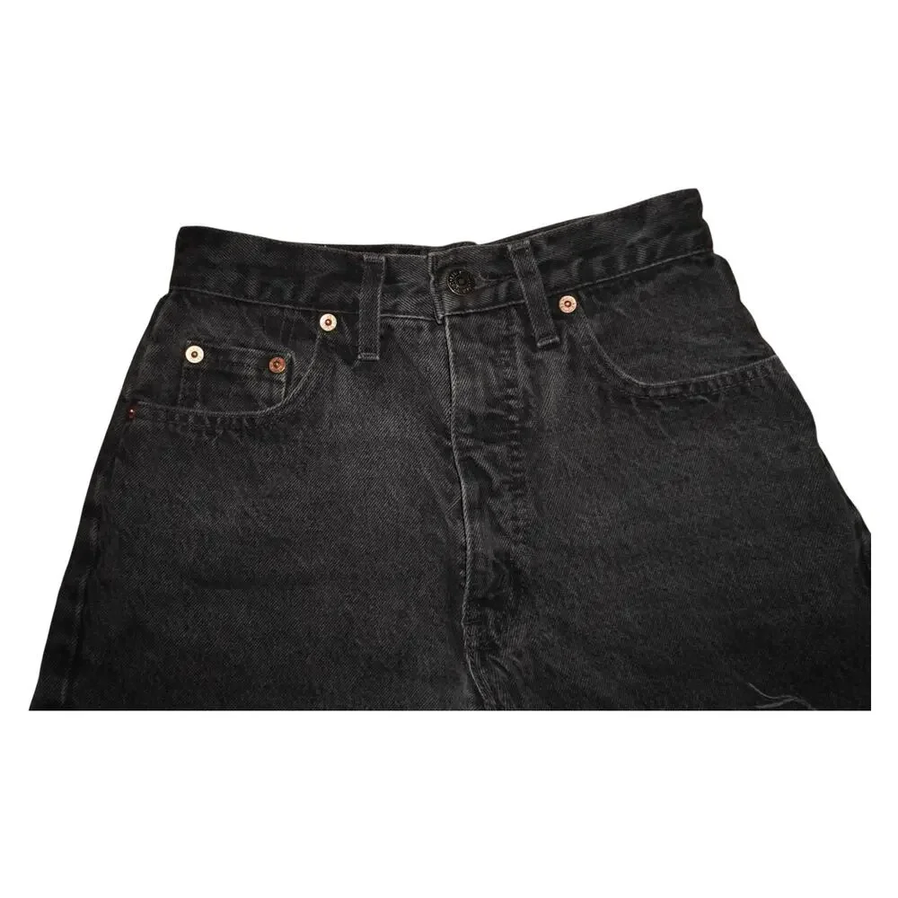 Vintage Levi's 851 Black Cutoff Shorts Made USA Orange Tab Frayed Raw Hem W28